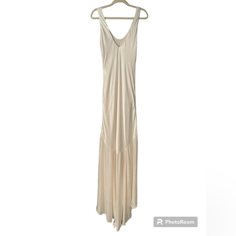 Lulu's Ivory Satin Slip Mermaid Gown - Picture 5 of 16